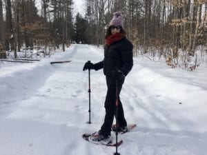 Woman snowshoeing