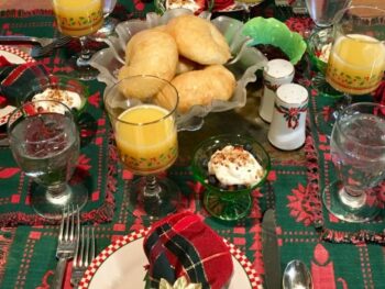 breakfast table setting at Christmastime