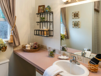 Sink and vanity of bathroom in Cherry Room