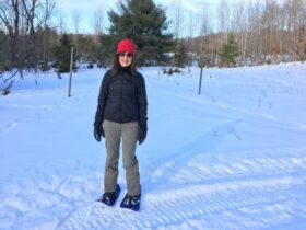 lady snowshoeing